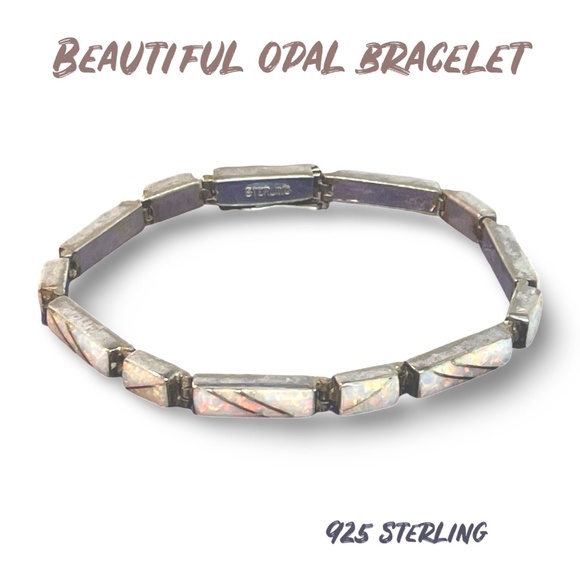 Jewelry - Gorgeous Opal & Sterling, Link Bracelet, Inlayed White Fire Opals